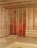 Sauna in Kelo mit hinterleuchteter Salzwand